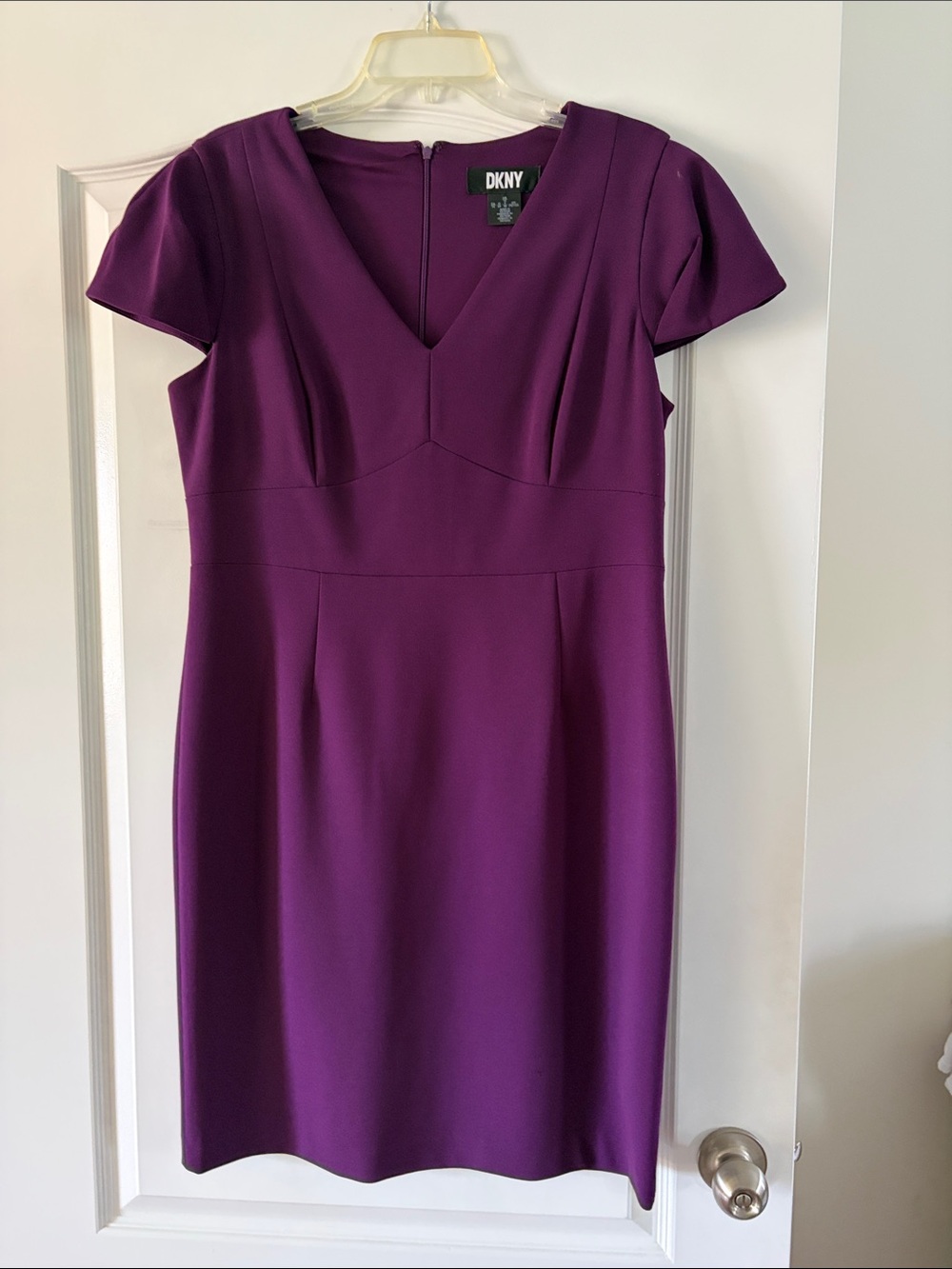 DKNY Plum V-Neck Sheath Dress